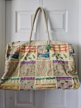 VINTAGE (Y2K) Anne Ormsby Travel Canvas Large Tote Purse Hawaiian Beach Elements
